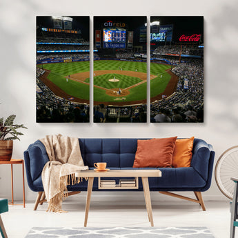 25148-MGV-CV-36X24-Baseball Stadium Wall Art – Canvas Print Night Game Packed Crowd Bright Lights Sports Photography, Dynamic Decor for Game Room,