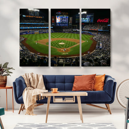 25148-MGV-CV-36X24-Baseball Stadium Wall Art – Canvas Print Night Game Packed Crowd Bright Lights Sports Photography, Dynamic Decor for Game Room,
