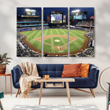 87666-MGV-CV-36X24-City Field Stadium Wall Art Canvas Print, Framed New York Stadium Art Picture Print, Citi Field Stadium Perfect Sport Room Decor