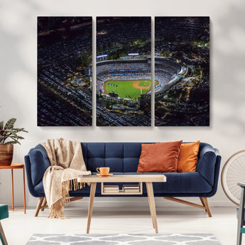 16515-MGV-CV-36X24-Dodgers Stadium Wall Art Canvas Print, Framed Baseball Stadium Art Picture Print, Dodgers Field Perfect Sport Room Decor Artwork
