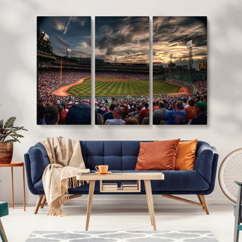 53432-MGV-CV-36X24-Fenway Park Stadium Wall Art Canvas Print, Framed Boston Baseball Stadium Art Picture Print, Massachusetts Fenway Park Perfect