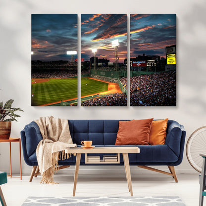 66781-MGV-CV-36X24-Baseball Stadium Wall Art – Canvas Print Evening Game Field Packed Crowd Sunset Sky Sports Photography, Dynamic Decor for Game
