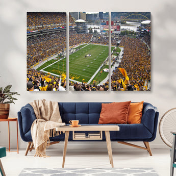 51419-MGV-CV-36X24-Heinz Field Wall Art Canvas Print, Framed Pittsburgh Stadium Field Art Picture Print, Heinz Stadium Field Perfect Sports Room