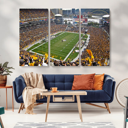51419-MGV-CV-36X24-Heinz Field Wall Art Canvas Print, Framed Pittsburgh Stadium Field Art Picture Print, Heinz Stadium Field Perfect Sports Room