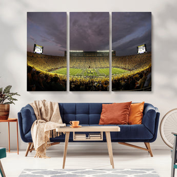 72404-MGV-CV-36X24-Michigan Wolverine Stadium Wall Art Canvas Print, Framed Michigan Stadium Art Picture Print, Football Stadium Perfect Sport Room
