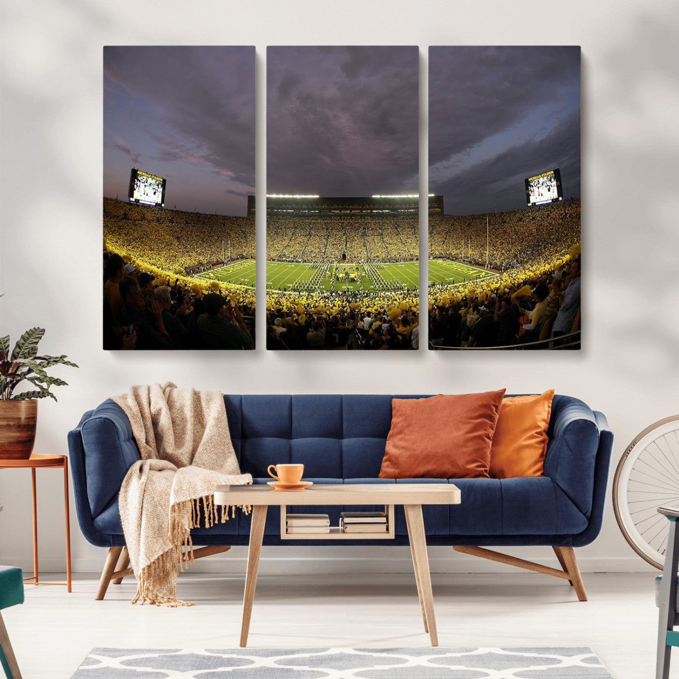 72404-MGV-CV-36X24-Michigan Wolverine Stadium Wall Art Canvas Print, Framed Michigan Stadium Art Picture Print, Football Stadium Perfect Sport Room