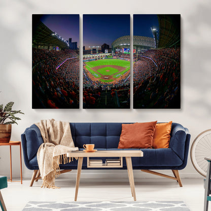 44322-MGV-CV-36X24-Minute Maid Park Wall Art Canvas Print, Framed Houston Astros Stadium Art Picture Print, Houston Astros Field Perfect Sports Room