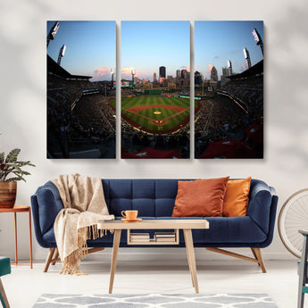 67670-MGV-CV-36X24-PNC Park Stadium Wall Art Canvas Print, Framed Pittsburgh Pirates Stadium Art Picture Print, PNC Park Field Perfect Sport Room