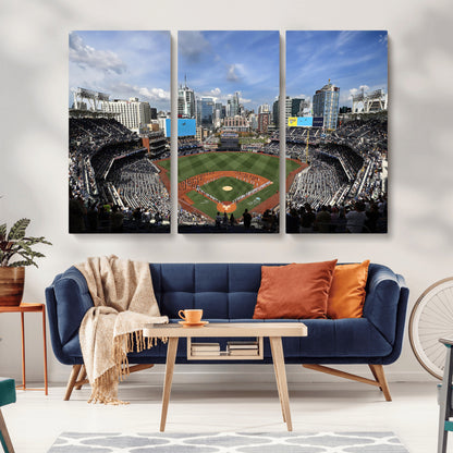 87122-MGV-CV-48X32-3P-Petco Park Field Wall Art Canvas Print, Framed San Diego Stadium Art Picture Print, Petco Park Stadium Perfect Sport Room Decor