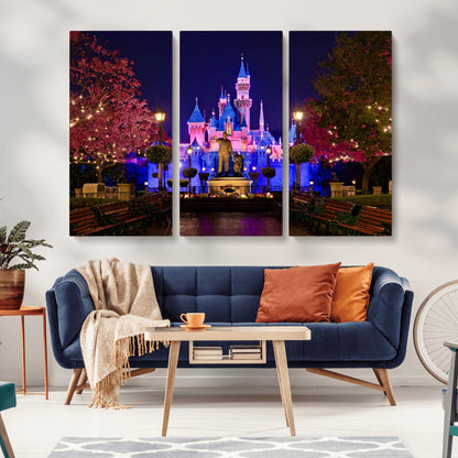 79435-MGV-CV-36X24-Disney Castle Wall Art Canvas Print, Framed Magic Kingdom Art Picture Print, Disney World Perfect Child Room Decor Artwork
