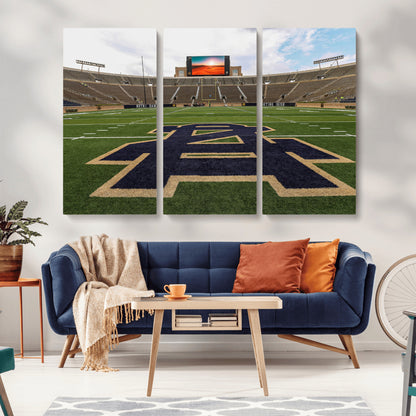 52835-MGV-CV-36X24-Notre Dame Stadium Wall Art Canvas Print, Framed Indiana Stadium Art Picture Print, Notre Dame Field Perfect Sport Room Decor