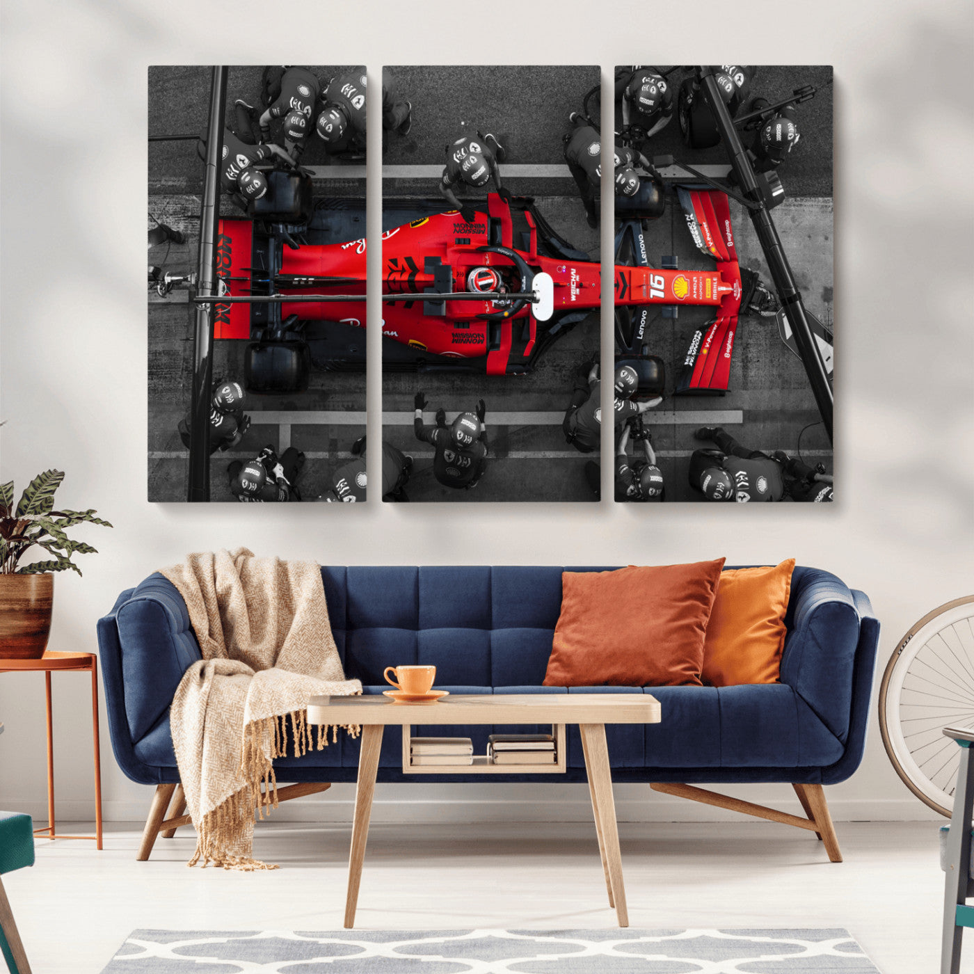99356-MGV-CV-36X24-Ferrari Pit Stop Wall Art – Formula 1 Racing Car Canvas Print, Red Speed Machine Motorsport Decor for Office, Garage, Man Cave or