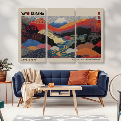 27188-MGV-CV-36X24-Yayoi Kusama Wall Art – Panoramic Abstract Landscape Canvas Print, Vibrant Modern Decor for Living Room, Bedroom, Office, or Art