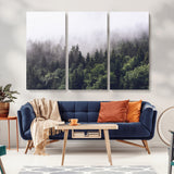 42578900-MGV-CV-36X24-Misty Forest Wall Art – Serene Mountain Pine Tree Canvas Print, Nature Landscape Decor for Bedroom, Living Room, Office or Rustic