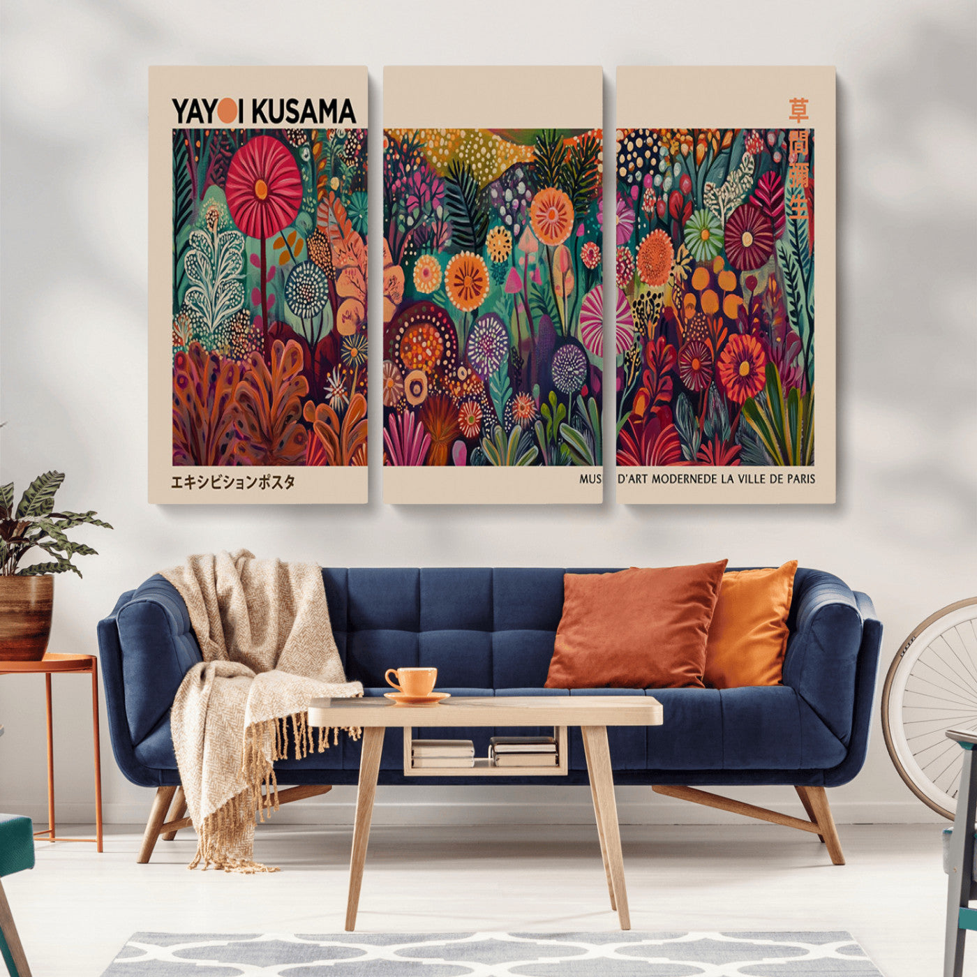 51280-MGV-CV-36X24-Abstract Yayoi Kusama Wall Art Canvas Print, Framed Japanese Wabi Sabi Art Picture Print, Yayoi Kusama Perfect Abstract Modern