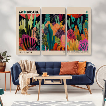 45711-MGV-CV-36X24-Yayoi Kusama Wall Art Canvas Print, Framed Abstract Yayoi Kusama Art Picture Print, Japanese Wabi Sabi Perfect Modern Abstract