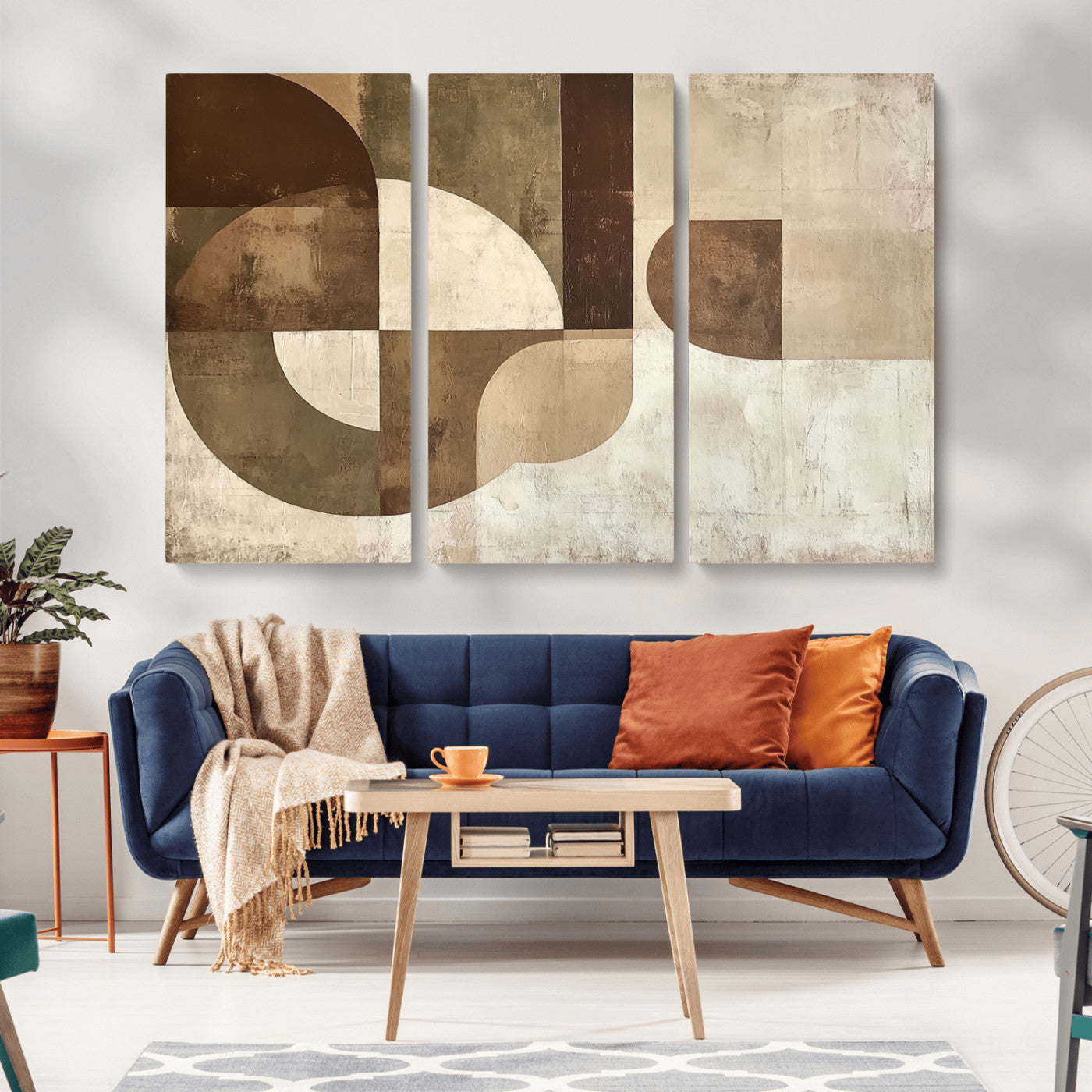 59767-MGV-CV-36X24-Abstract Geometric Shapes Wall Art – Modern Minimalist Canvas Print, Neutral Brown Beige Tan Artwork for Living Room, Bedroom,