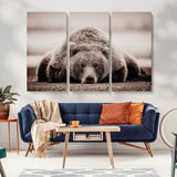20611-MGV-CV-36X24-Grizzly Bear Wall Art – Majestic Wildlife Sepia Canvas Print, Rustic Nature Animal Artwork for Cabin, Lodge, Living Room, Bedroom,