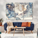 51497-MGV-CV-36X24-Abstract Blue and Gold Wall Art – Modern Fluid Ink Style Canvas Print, Elegant Contemporary Decor for Living Room, Office