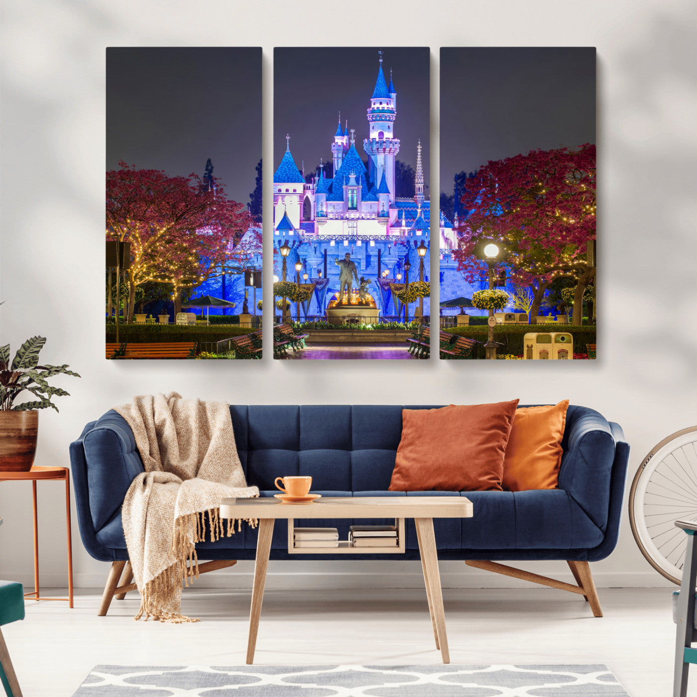 66710-MGV-CV-36X24-Enchanted Castle Wall Art – Magical Night Scene Canvas Print with Glowing Lights, Fantasy Architecture Artwork for Living Room,