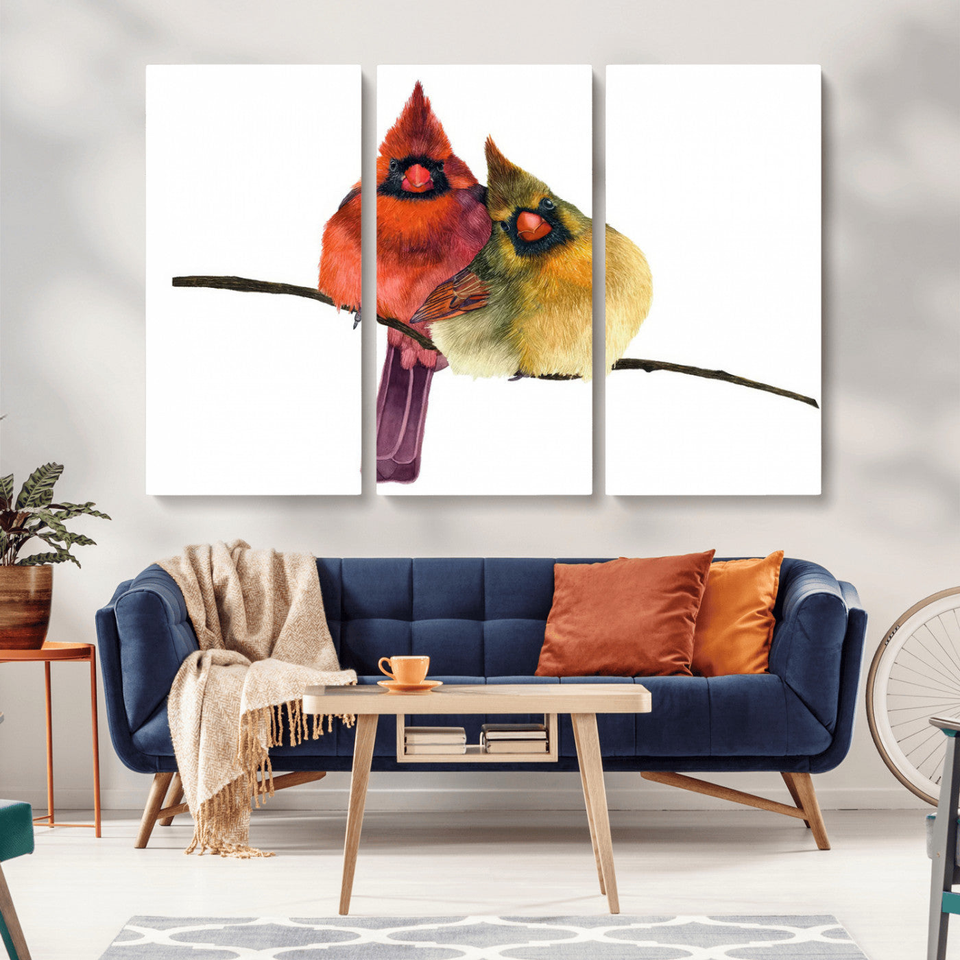 67752-MGV-CV-36X24-Cardinal Couple Wall Art – Male and Female Cardinal Canvas Print, Romantic Bird Artwork for Nature Lovers, Living Room, Bedroom,