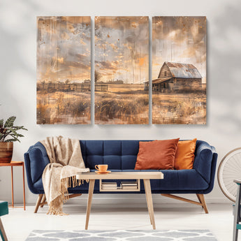 FARM2-MGV-CV-36X24-Rustic Farmhouse Wall Art Canvas Print, Framed Old Barn Art Picture Print, Southwestern Farmhouse Perfect Rustic Decor Artwork