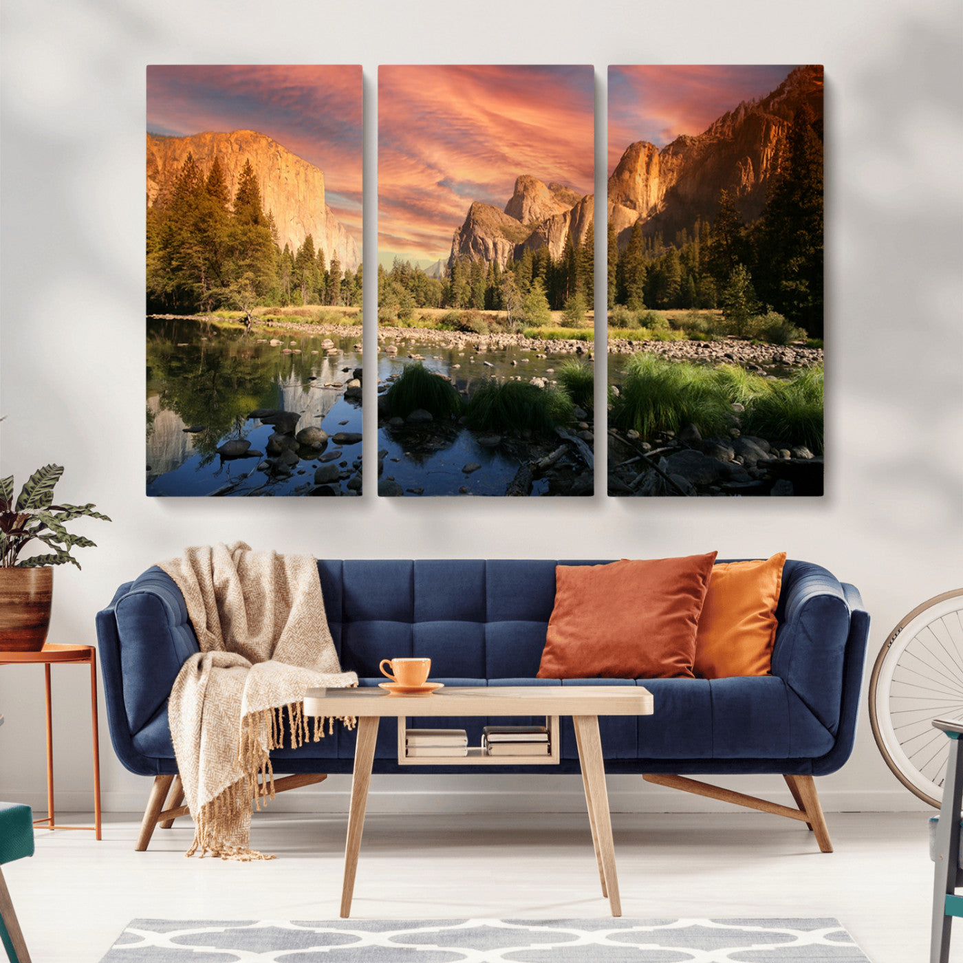31199457-MGV-CV-36X24-Yosemite Valley Wall Art Canvas Print, Framed El Capitan Art Picture Print, Sunset Sky Perfect Vibrant Western Decor Artwork