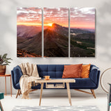 50957419-MGV-CV-36X24-Mountain Sunrise Wall Art Canvas Print, Framed Alpine Ridge Art Picture Print, Mountain Range Perfect Vibrant Rustic Decor Artwork