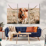 54986862-MGV-CV-36X24-Majestic Longhorn Wall Art – Canvas Print of Graceful Strength & Bold Spirit, Wild Plains Beauty Nature Inspired Rustic Decor for