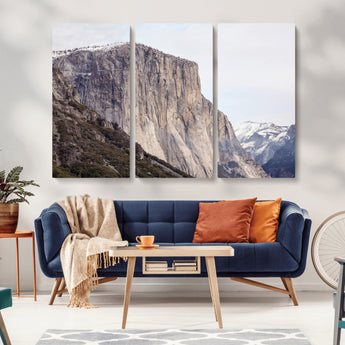74506434-MGV-CV-36X24-El Capitan Wall Art Canvas Print, Framed Yosemite Cliff Art Picture Print, Sierra Nevada Perfect Sierra Minimalism Decor Artwork