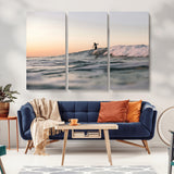 58502923-MGV-CV-36X24-Wave Rider Wall Art Canvas Print, Framed Ocean Wave Art Picture Print, Riding Surf Perfect Sunset Surf Decor Artwork