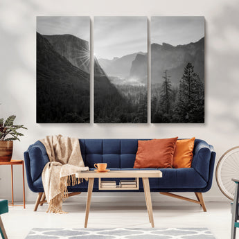 39278955-MGV-CV-36X24-Yosemite Valley Wall Art Canvas Print, Framed El Capitan Art Picture Print, Misty Mountain Perfect Modern Rustic Decor Artwork