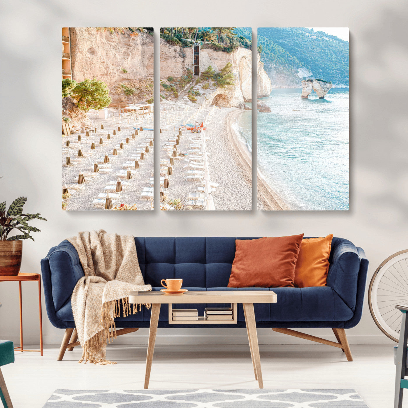 84816639-MGV-CV-36X24-Mediterranean Beach Wall Art Canvas Print, Framed Airy Coastal Art Picture Print, Summer Shore Perfect Coastal Retreat Decor