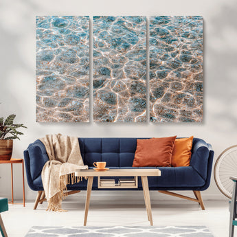 26580287-MGV-CV-36X24-Clear Water Wall Art Canvas Print, Framed Sunlit Ripples Art Picture Print, Ocean Texture Perfect Modern Coastal Decor Artwork