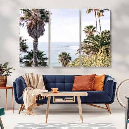 51404565-MGV-CV-36X24-Palm Trees Wall Art Canvas Print, Framed Ocean Breeze Art Picture Print, Coastal View Perfect Tropical Coastal Decor Artwork