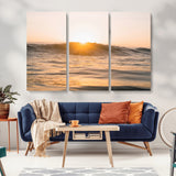 16973771-MGV-CV-36X24-Calm Water Wall Art Canvas Print, Framed Sunset Waves Art Picture Print, Coastal Warmth Perfect Warm Minimalist Decor Artwork