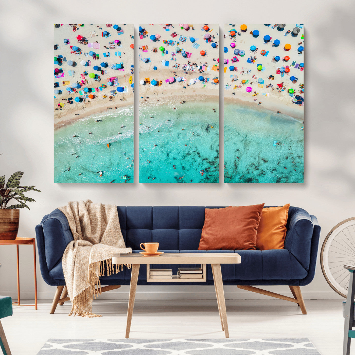 76172085-MGV-CV-36X24-Tropical Shoreline Wall Art Canvas Print, Framed Beach Relaxing Art Picture Print, Aerial Summer Perfect Coastal Vibrant Decor