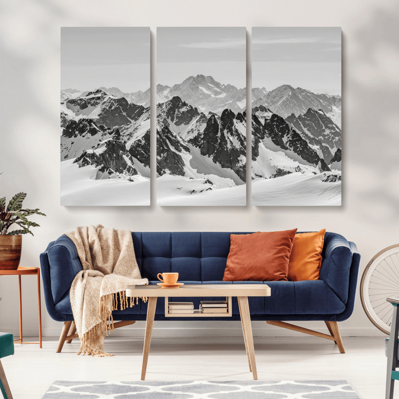 46884246-MGV-CV-36X24-Snowy Mountain Wall Art Canvas Print, Framed Mountain Peaks Art Picture Print, Alpine Mountains Perfect Minimalist Alpine Decor