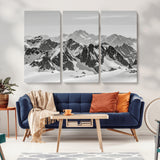 46884246-MGV-CV-36X24-Snowy Mountain Wall Art Canvas Print, Framed Mountain Peaks Art Picture Print, Alpine Mountains Perfect Minimalist Alpine Decor