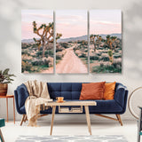 12540952-MGV-CV-48X32-3P-Joshua Tree Park Wall Art Canvas Print, Framed Desert Road Art Picture Print, Sunset Drive Perfect Southwestern Boho Decor Artwork
