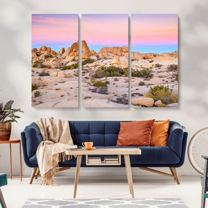 96167137-MGV-CV-36X24-Vibrant Sunset Sky Wall Art Canvas Print, Framed Joshua Tree Art Picture Print, Rugged Terrain Perfect Southwestern Boho Decor