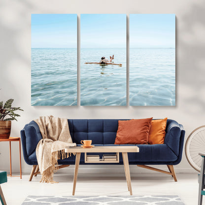 32624554-MGV-CV-36X24-Swimming Relaxation Wall Art Canvas Print, Framed Peaceful Water Art Picture Print, Clear Sea Perfect Minimalist Aquatic Decor