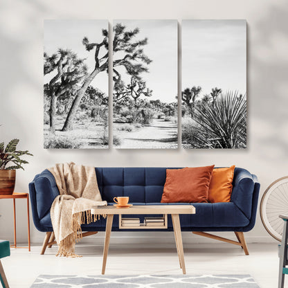 88164251-MGV-CV-36X24-Joshua Tree Wall Art Canvas Print, Framed Desert Path Art Picture Print, Monochrome Desert Perfect Minimalist Desert Decor Artwork