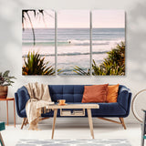 23287092-MGV-CV-36X24-Ocean Surfer Wall Art Canvas Print, Framed Coastal Surf Art Picture Print, Tropical Beach Perfect Tropical Coastal Decor Artwork