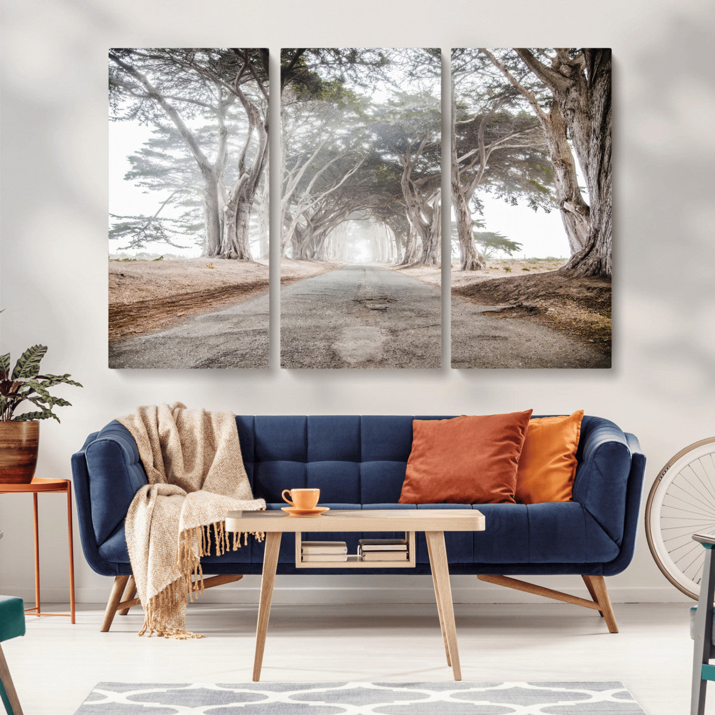 87090469-MGV-CV-36X24-Cypress Tunnel Wall Art Canvas Print, Framed Misty Road Art Picture Print, Foggy Trees Perfect Rustic Woodland Decor Artwork