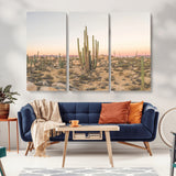 76234974-MGV-CV-36X24-Desert Cactus Wall Art Canvas Print, Framed Baja Desert Art Picture Print, Pastel Desert Perfect Southwestern Boho Decor Artwork