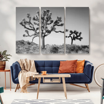 50975475-MGV-CV-36X24-Joshua Tree Art Wall Art Canvas Print, Framed Desert Tree Print Art Picture Print, Black White Nature Perfect Southwestern Boho