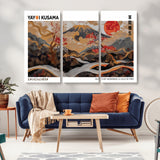 85375874-MGV-CV-36X24-Mount Fuji Abstract Wall Art – Japanese Landscape Canvas Print, Cherry Blossom & Red Sun Painting, Elegant Modern Zen Asian Home