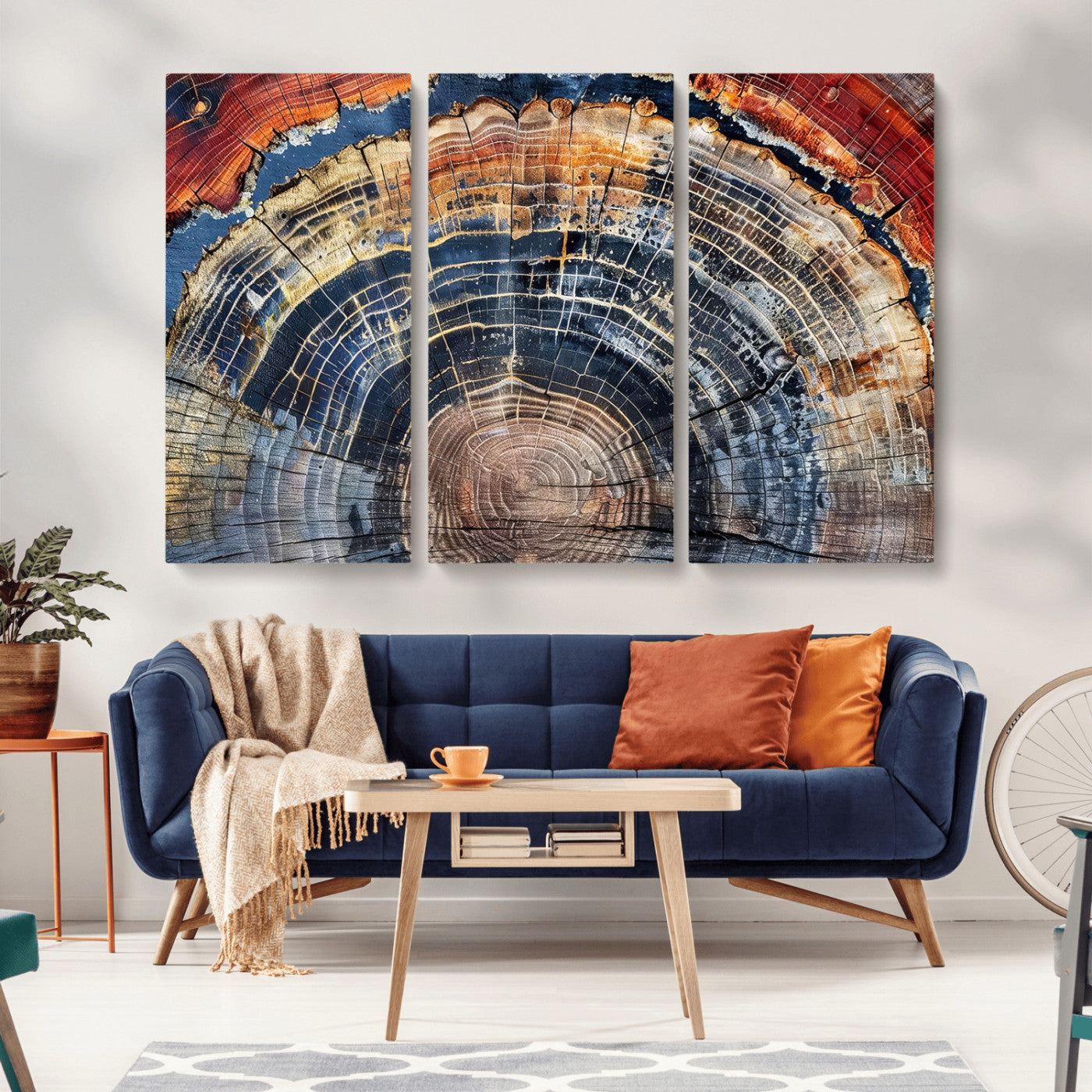 38987581-MGV-CV-36X24-Tree Ring Art Wall Art Canvas Print, Framed Rustic Wall Decor Art Picture Print, Nature Grain Print Perfect Modern Rustic Decor