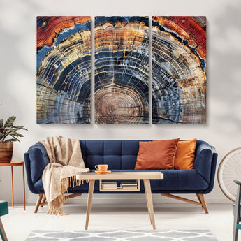 38987581-MGV-CV-36X24-Tree Ring Art Wall Art Canvas Print, Framed Rustic Wall Decor Art Picture Print, Nature Grain Print Perfect Modern Rustic Decor